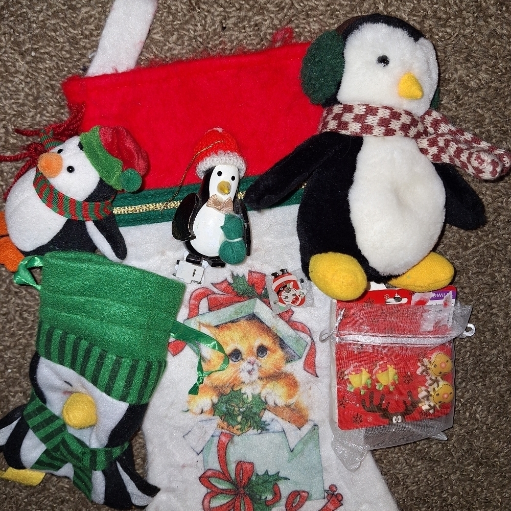 Christmas Lot Pins Penguin Earrings Small